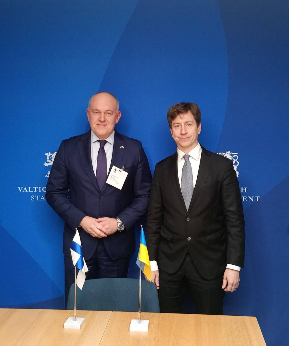 With Minister <a href="/SakariPuisto/">Sakari Puisto</a> discussed promotion of trade and economic cooperation between 🇺🇦 and 🇫🇮:
-development of advanced defense technologies and innovations,
-reconstruction of 🇺🇦,
-the use of 🇷🇺 assets to compensate the destruction caused by its aggression against 🇺🇦.