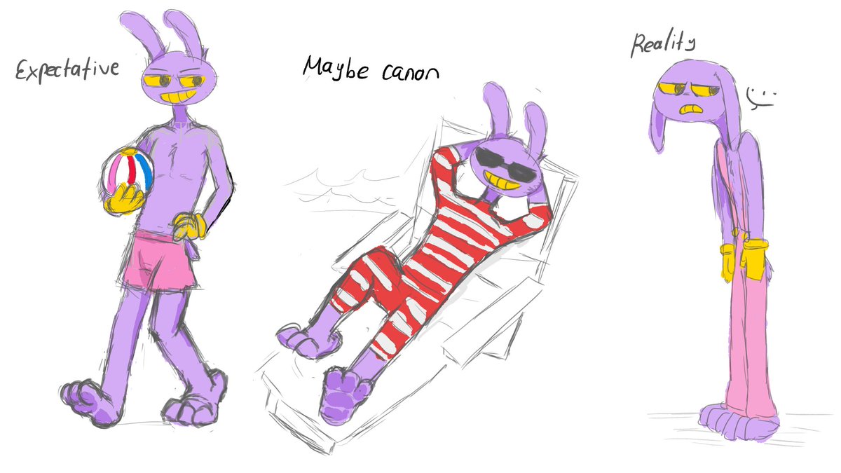 NotSimplePers0n's tweet image. How I imagine Jax in the beach episode.
.
.
#TADC #TheAmazingDigitalCircus #jaxTADC #Jax