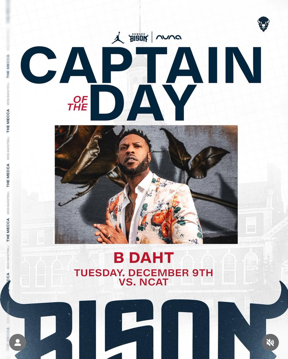 Ya Boy is:

“Honorary Captain” for the Howard vs NCAT game at Cameron Indoor Stadium on Tuesday 🥹🫱🏾‍🫲🏽

I’m legit honored. 

Grab some tickets and pull up! goduke.evenue.net/event/MB26/MBB…