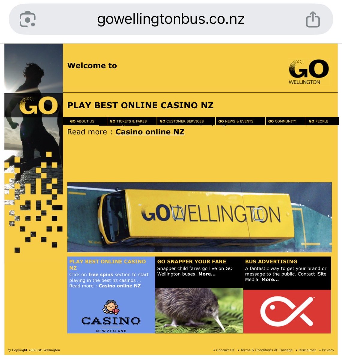 On a mildly related note someone seems to have purchased the Go Wellington Bus domain and is now using it to advertise online gambling