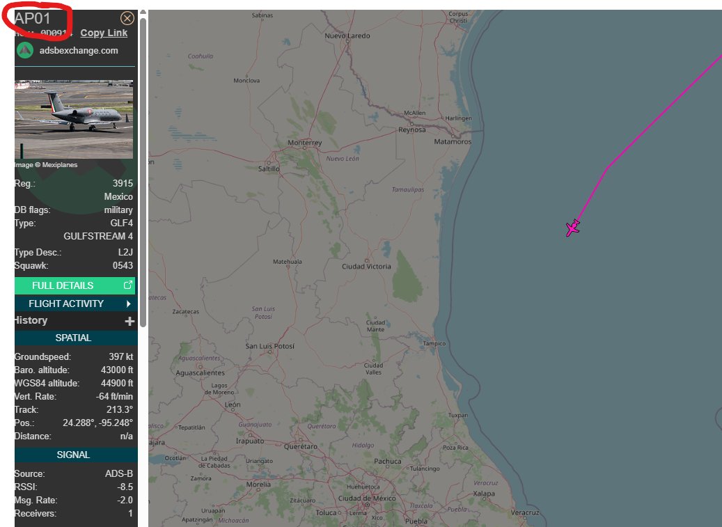 Interesante, en espacio aéreo gringo su callsign era FAM3915, entrando a espacio aéreo mexicano, cambió su callsign a AP01. Mientras escribo el post va directo a Poza Rica para iniciar la aproximación.

La pregunta es, ¿llegará al #AICM o al #CHAIFA? 🤔