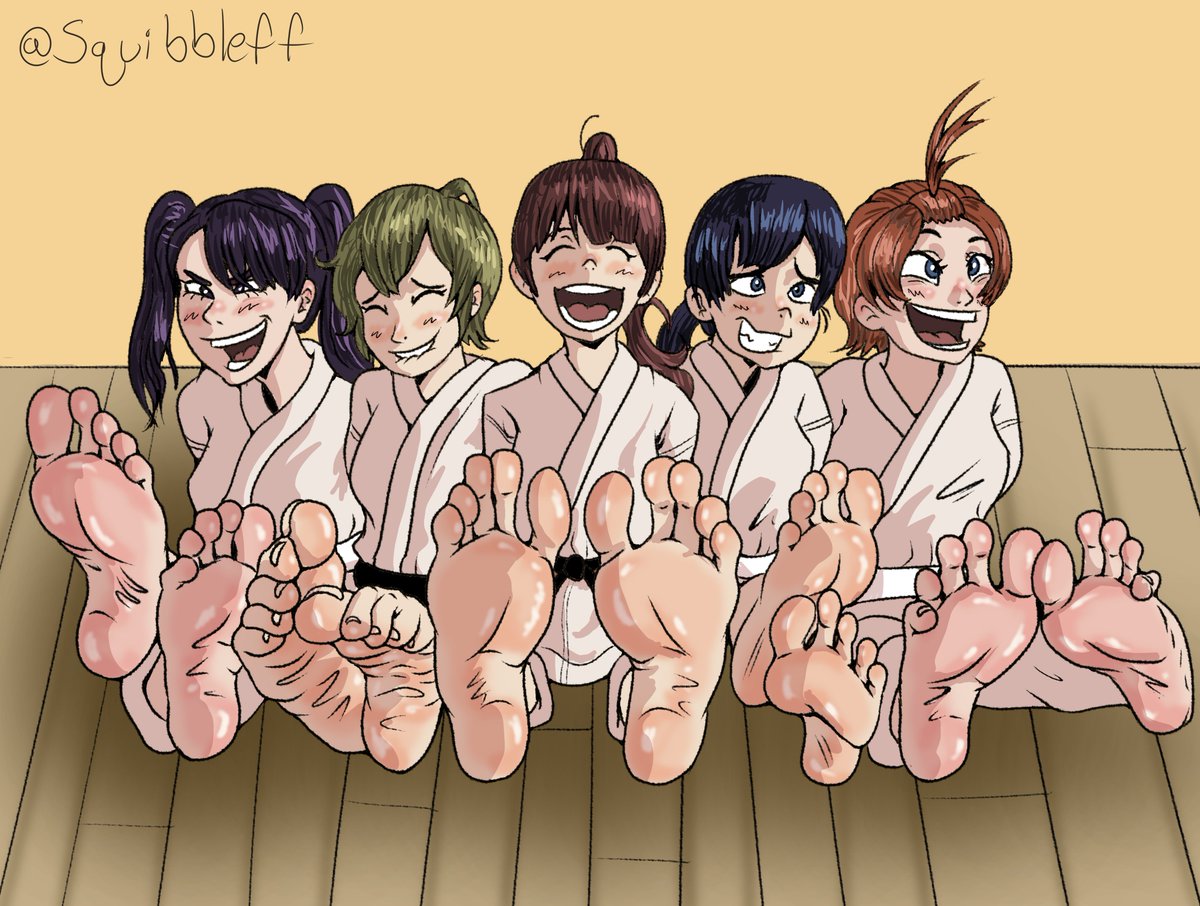 Squibbleff's tweet image. Karate girls caught and tickled by Katya