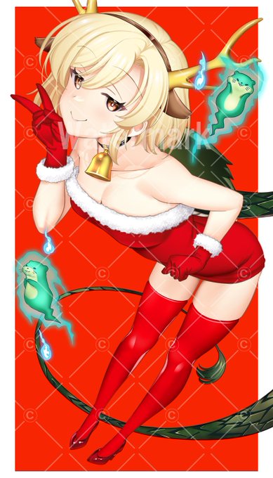 #クリスマス #吉弔八千慧 #金髪  
カワウソも一緒にメリークリスマス! 