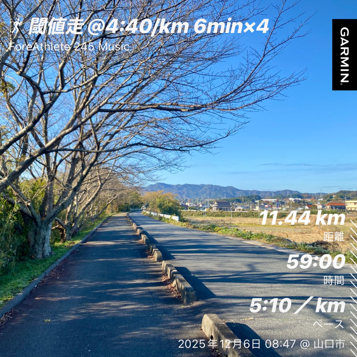 本日のラン🏃
萩城下町Mハーフまで残り1週間。とてもPB狙うという身体にはなっていない。だからと言って走らないという選択肢は無い🤣
マジスピ5👟が届いたと宅急便メールが来た！後ほど取り置き店へ向かいます。
このワクワク感。本番まで残り時間で慣らせるか！？

＃朝ラン
＃閾値走