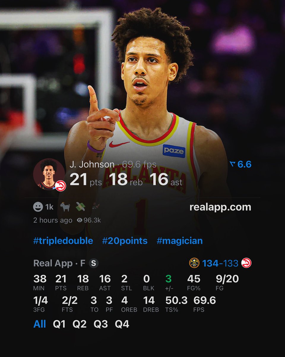 LegionHoops's tweet photo. JALEN JOHNSON TONIGHT:

21 POINTS
18 REBOUNDS
16 ASSISTS

(via @realapp) https://t.co/tXX6TYRsf5