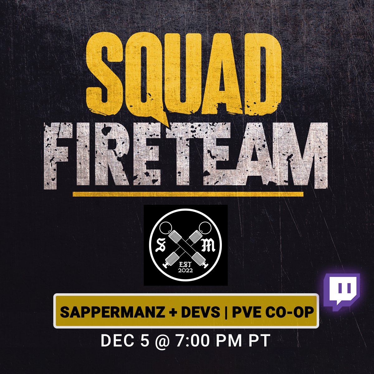 Sappermanz tries to keep our devs alive in FIRETEAM! Tune in and enter the Supporter Pack #giveaway in chat. 🗝️🗝️🗝️🗝️🗝️
 👉twitch.tv/sappermanz