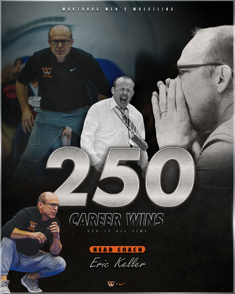 WartburgKnights's tweet image. 𝐎𝐮𝐫 𝐂𝐨𝐚𝐜𝐡. ⚔️

With tonight’s 43–3 victory over No. 10 Luther, head coach Eric Keller recorded his 250th career win at Wartburg.

#GoKnights x @wartburgwrestle