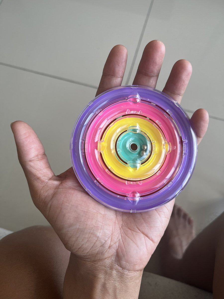 Fiddled with this toy and ended up experimenting how quickly I can get the 2 beads into the centre circle.

1st Test: Gentle, deliberate and focused movements.

2nd Test: Aggressive, random and chaotic shaking with some direction.

2nd Test quicker than 1st Test.

A rule of life?