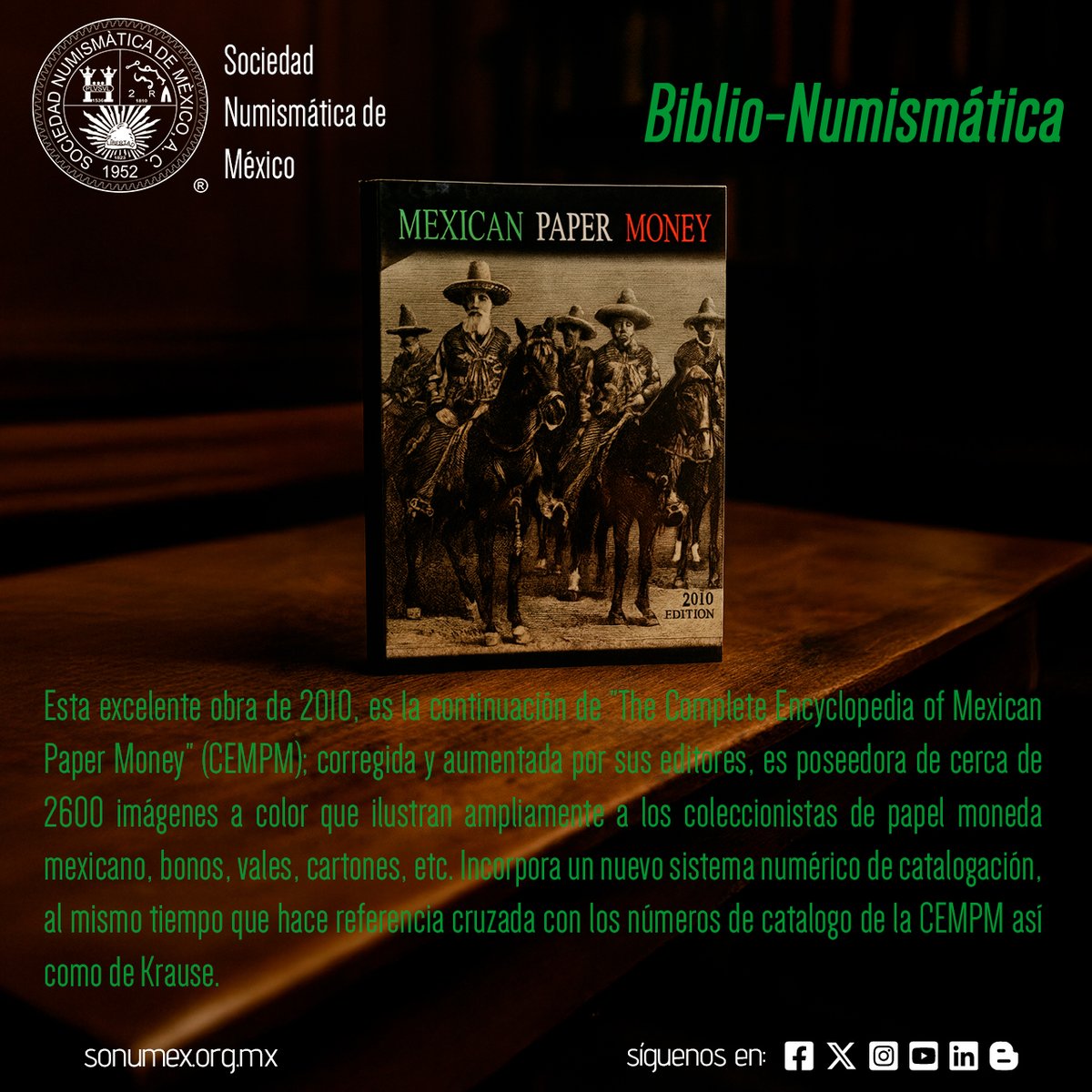 Sonumex's tweet photo. Después de la "Complete Encyclopedia of Mexican Paper Money" se reunió la información suficiente para editar este Libro-Catálogo; en ella encontrarás todo lo necesario para comenzar a coleccionar billetes de una forma más certera y amena.
#sonumex #numismatica #bibliografia https://t.co/JTYtDtUdj0