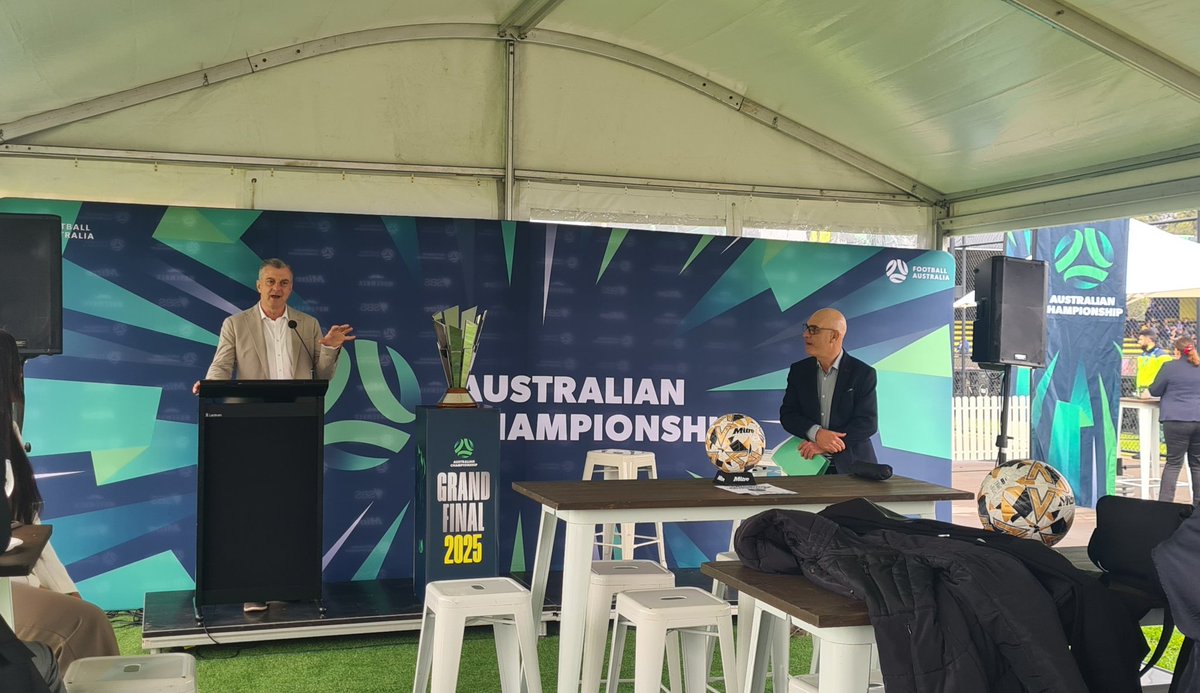 Finally...a NSD Grand Final. FA Board member Joseph Carozzi opening the ceremony before proper kick very soon. Real buzz here for this comp growing into the real nsd deal and linking the 🇦🇺 ⚽️ pyramid. Finally.