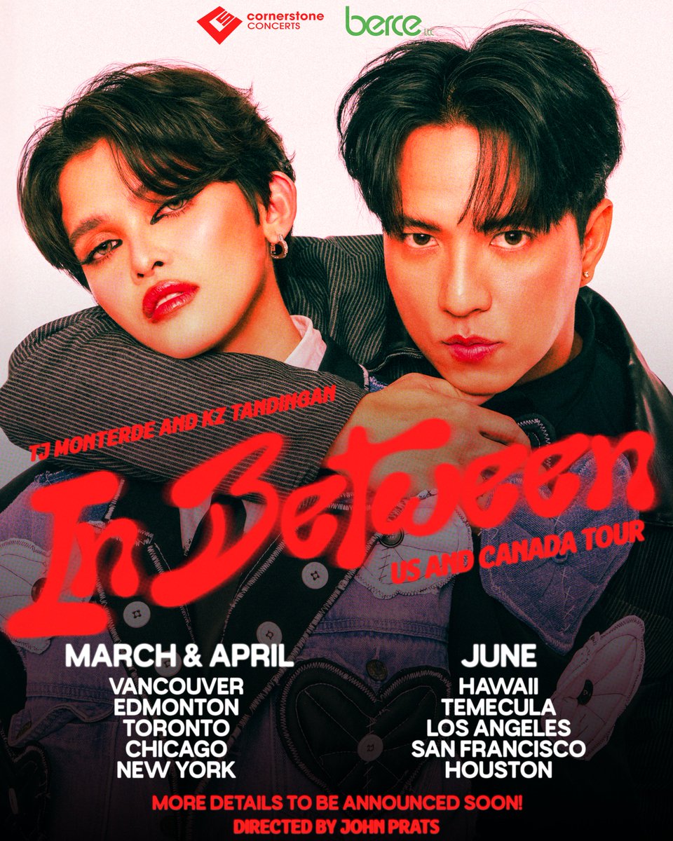 🔥 TJ Monterde &amp; KZ Tandingan are bringing In Between to the US &amp; Canada! 🎤✨
Get ready for powerhouse vocals, unforgettable moments, and an experience you won't forget. 🙌
#InBetweenTour #TJMonterde #KZTandingan #USCanadaTour #berce