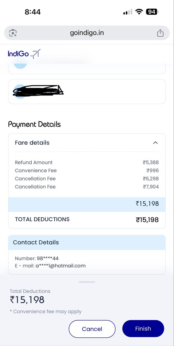jainsunendra's tweet photo. @IndiGo6E When I am trying to cancel trip of My Parents who are senior citizens, travel dates are 05 Dec25 and 14 Dec 25, your system is not issuing full refund of air tickets and showing deductions of almost 75% of entire booking amount. Is this the help you stated about cancellations ? https://t.co/hUerrJQ2xN