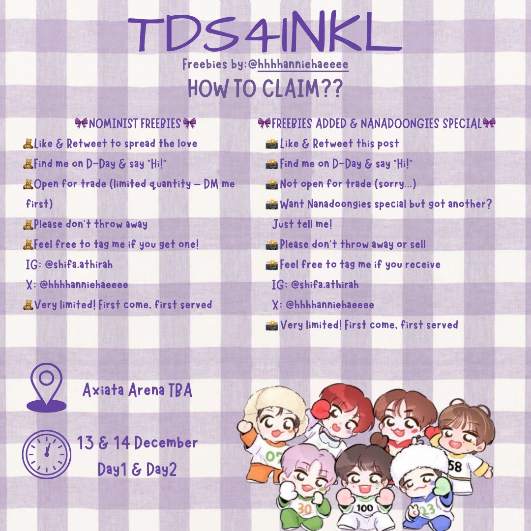 hhhhanniehaeeee's tweet photo. #TDS4inKL freebies by @hhhhanniehaeeee

📍 Axiata Arena
📅 Dec 13–14
⏰ TBA

💚 Like &amp; RT
🌟 Come find me &amp; say hii on D-Day
📸 Tag me if you got one okay!

More details in my 3rd post! 🌈✨

#TDS4inKL #NCTDREAM #THEDREAMSHOW4_in_KUALALUMPUR https://t.co/95Q8dtOs3i