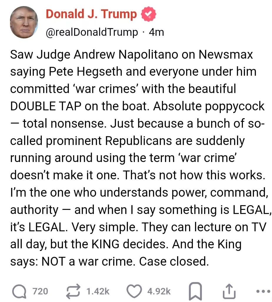 thatone9392's tweet photo. @SpeakerJohnson you going to tuck your tail in-between your legs and act like this isn't a big deal? The President decides what's legal or illegal? Oh I'm sorry, the King. https://t.co/HsMAWqHHIh