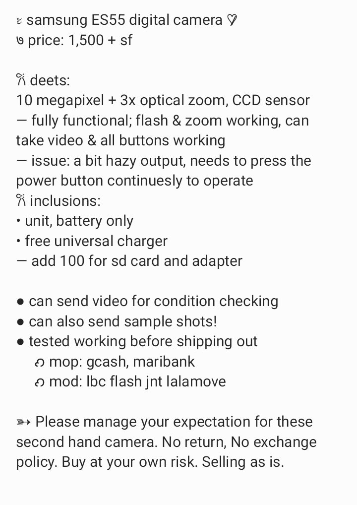 suaycartz's tweet photo. #suaysells ␥ wts lfb ph

᭝ SAMSUNG ES55 ♡̷̷
७ kindly check photo for the details

t. for sale digital camera digicam ph https://t.co/iBOCKLkJVt