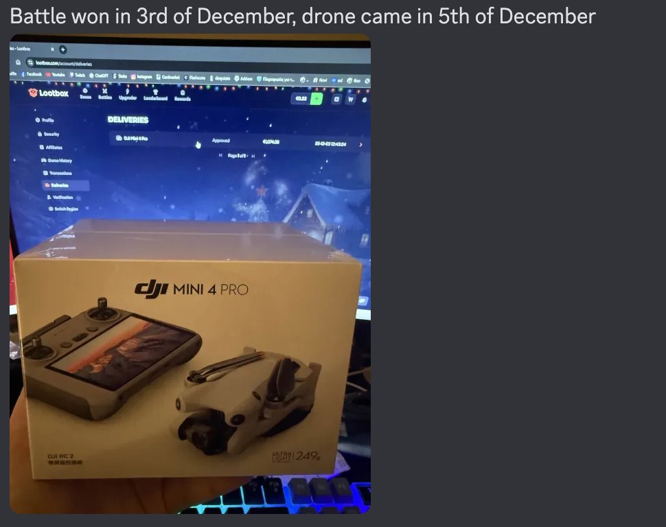 A clean W from one of our Discord members:

Lootbox doesn’t play when it comes to deliveries 🚀📦
