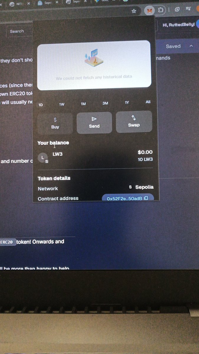 Helloprnc's tweet photo. Created my first token on ethereum based on ERC20 RULES
#ETH #Web3 @LearnWeb3IO https://t.co/AjApxAfpSC