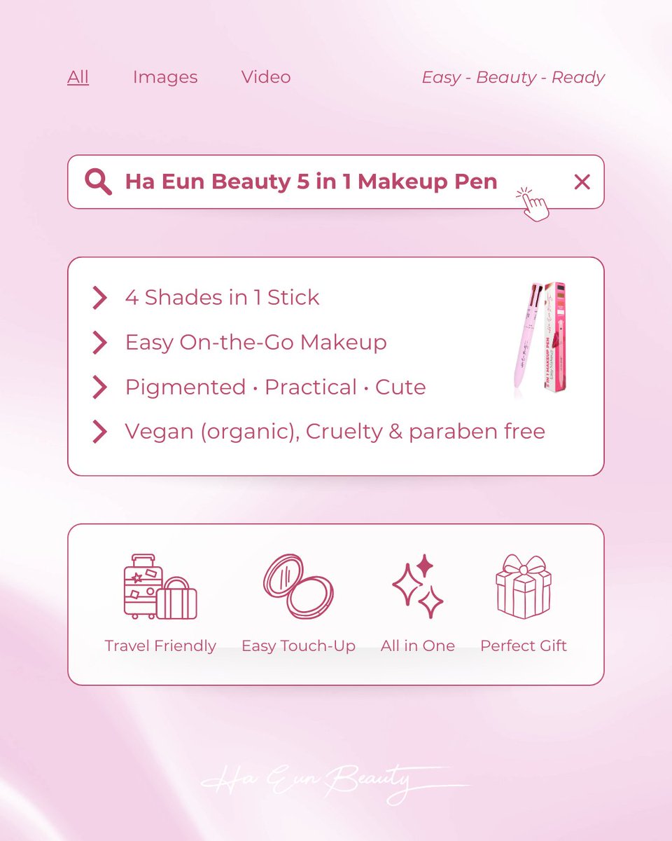 Ha_Eun_Beauty's tweet photo. 💄 Makeup lengkap tanpa bawaan se-tas!
Semua yang kamu butuhin ada di satu pen: simpel, cepat, dan super efisien 🥰
Cocok buat kamu yang suka on-the-go ✨
#haeunbeauty #makeup #makeupnatural #beautytools #beautyhacks https://t.co/iiUvTdMWyI