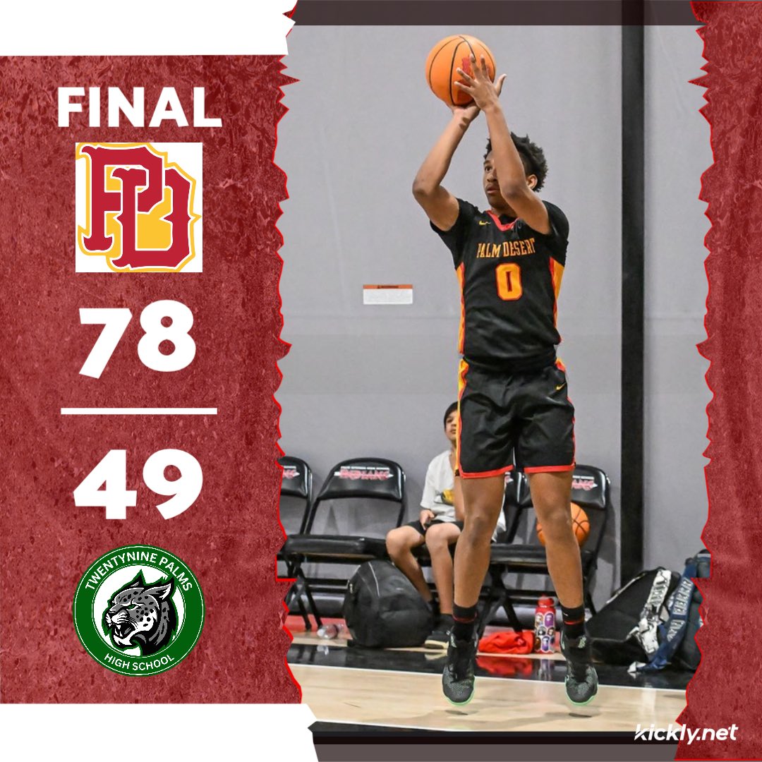 🔴 Post Game Alert 🟡
Final: 
Palm Desert: 78
29 Palms: 49

Paul Dreisbach (2026): 15 Pts 5 Ast 5 Reb 
Wil Wilson (2026): 15 Pts 4 Ast 4 Reb 
Zane Jordan (2026): 10 Pts 7 Reb 
Jake Brande (2026): 10 Pts 15 Reb 4 Blk

Up Next: Palm Desert at Redlands 
12/9/2025 (6:30pm)