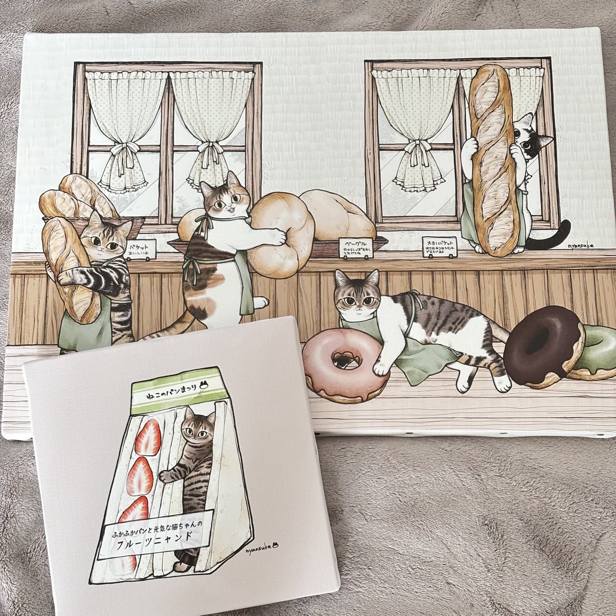 来年の個展に向けてキャンバス印刷を試しに注文してみた🐱 描いた絵