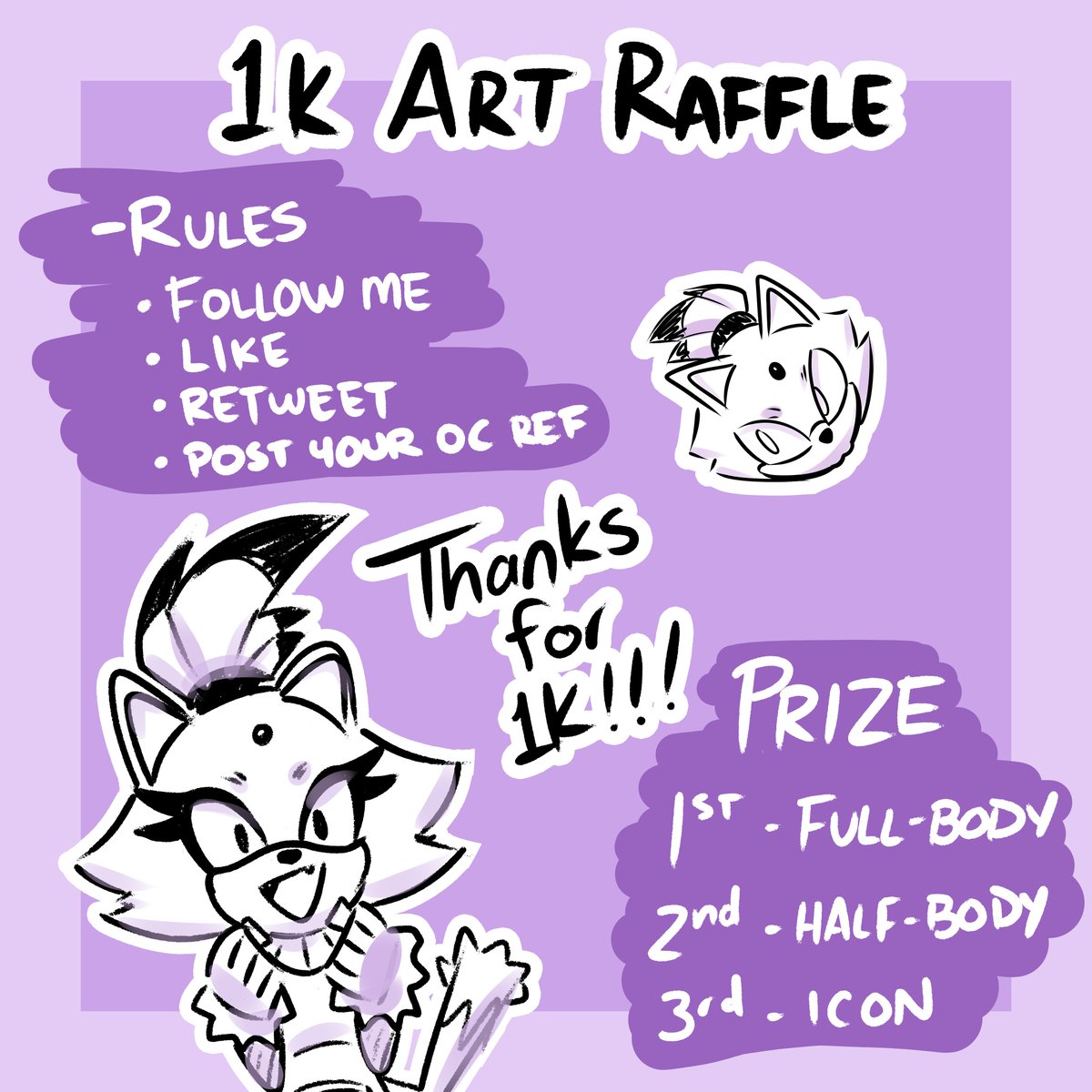 Art Raffle Time!!! ⭐️⭐️

3 Winners!
All prizes are full color + lineart
You can choose your OC or a canon character!
Raffle winners will be chosen 29th of December 

Winners are free to choose the pose (SFW strictly)
Make sure to read the rules!
Good luck everyone 🙌🙌