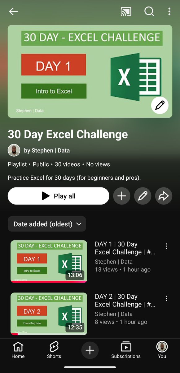 sdw_online's tweet image. I've created a YouTube playlist for anyone to practice Excel for 30 days: