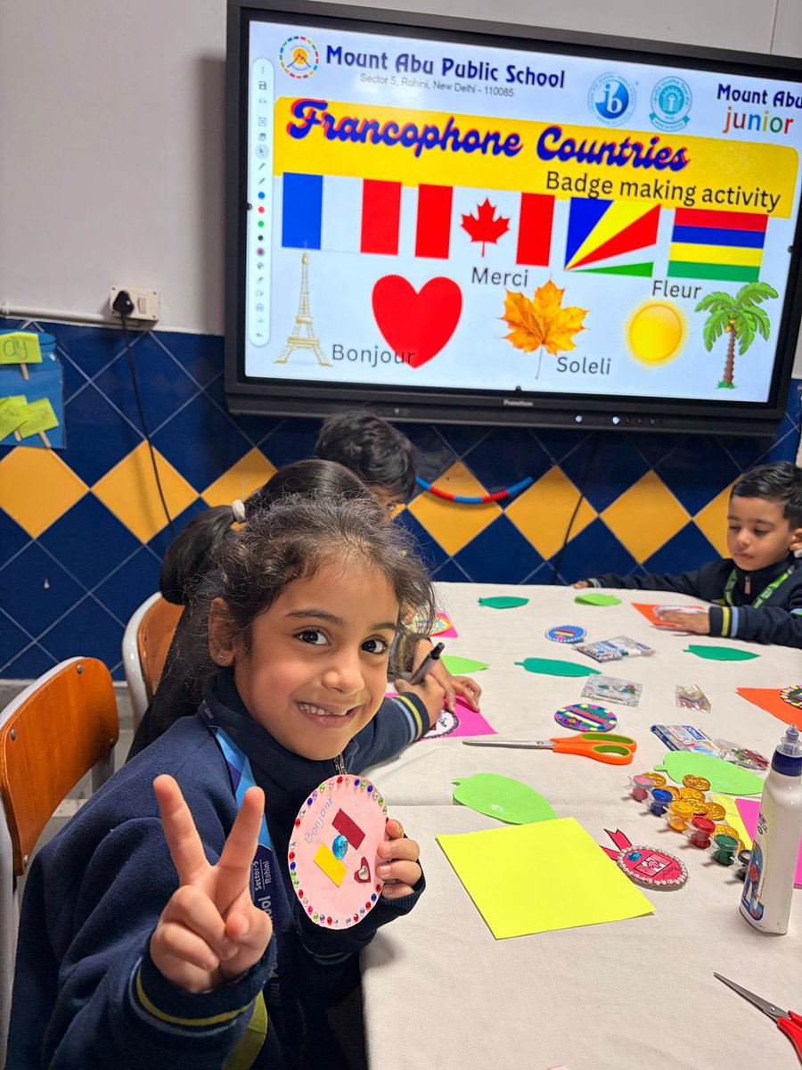 MtAbuSchool's tweet photo. #FrancophoneWeek celebrations continue as our #IB #GlobalCitizens explore diverse Francophone countries and their vibrant cultures. 

As curious inquirers and open-minded learners, they engaged with flags, key French words, and meaningful cultural symbols. https://t.co/jB6D7kpGYW