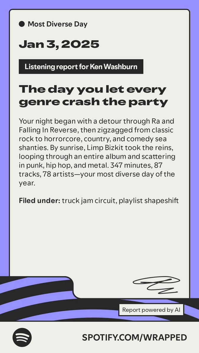 blaze136988's tweet photo. Here's a report from my Archive. #SpotifyWrapped 
https://t.co/a2nVoVDaKs https://t.co/aZlhHKST4m