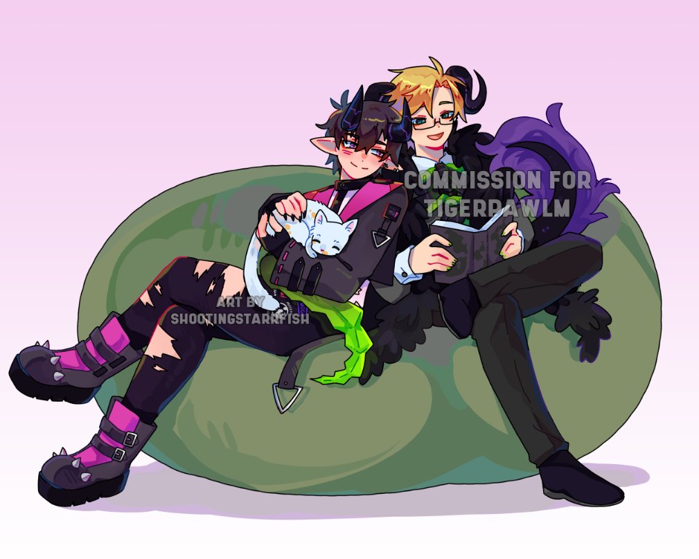 i didn't expect this many people to take interest in a commission wip but here's the final result!!!
for <a href="/TIGERPAWLM/">LOCKET 🐯🌺</a> !! <3 🐈‍⬛