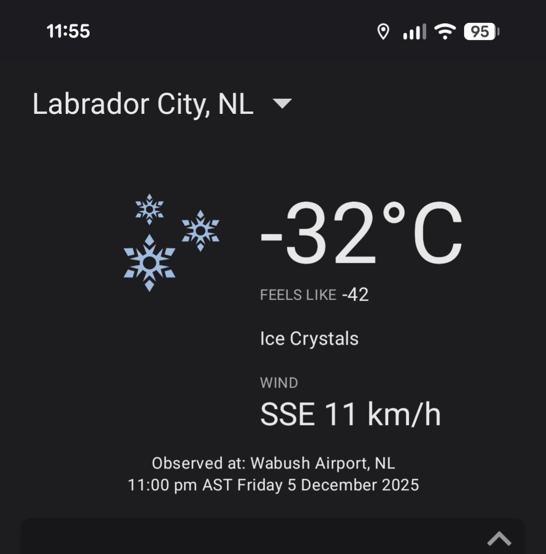 KeithFitz81's tweet photo. Tis a bit cold in Labrador West currently. #nlwx #canwx https://t.co/E5LYRqBDmW