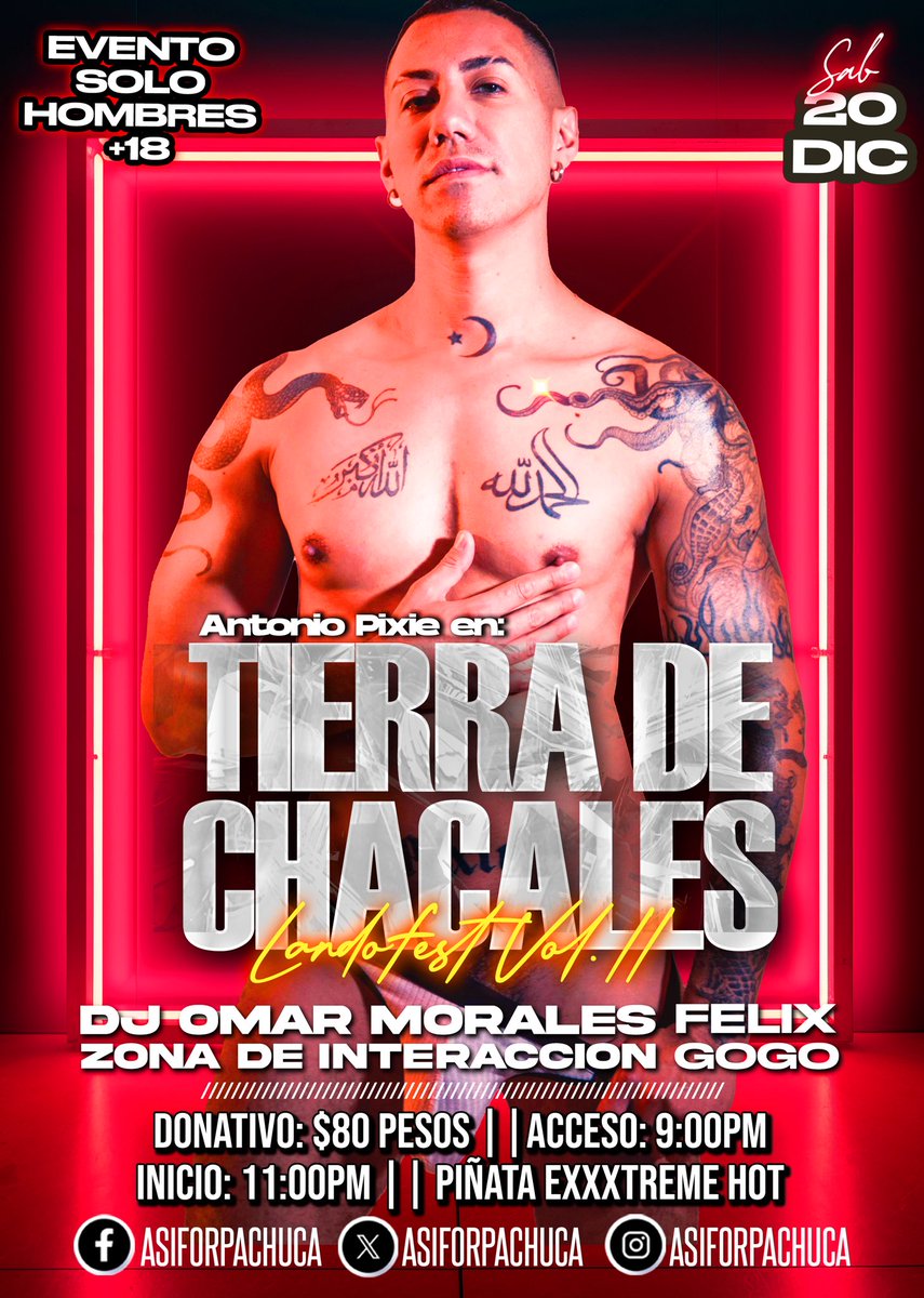 Este 20 de Diciembre, regresa al #EscenarioAsifor uno de los consentidos, <a href="/ppixiepixie/">PIXXXIE🇲🇽 SP 🇧🇷 (1/6 DEC)</a> y se volverá #TierraDeChacales.

Habrá zonas de interacción, asi como piñata exxxtreme hot! 

Acceso: 9pm
Donativo: $80
Reserva al: 771-346-5119