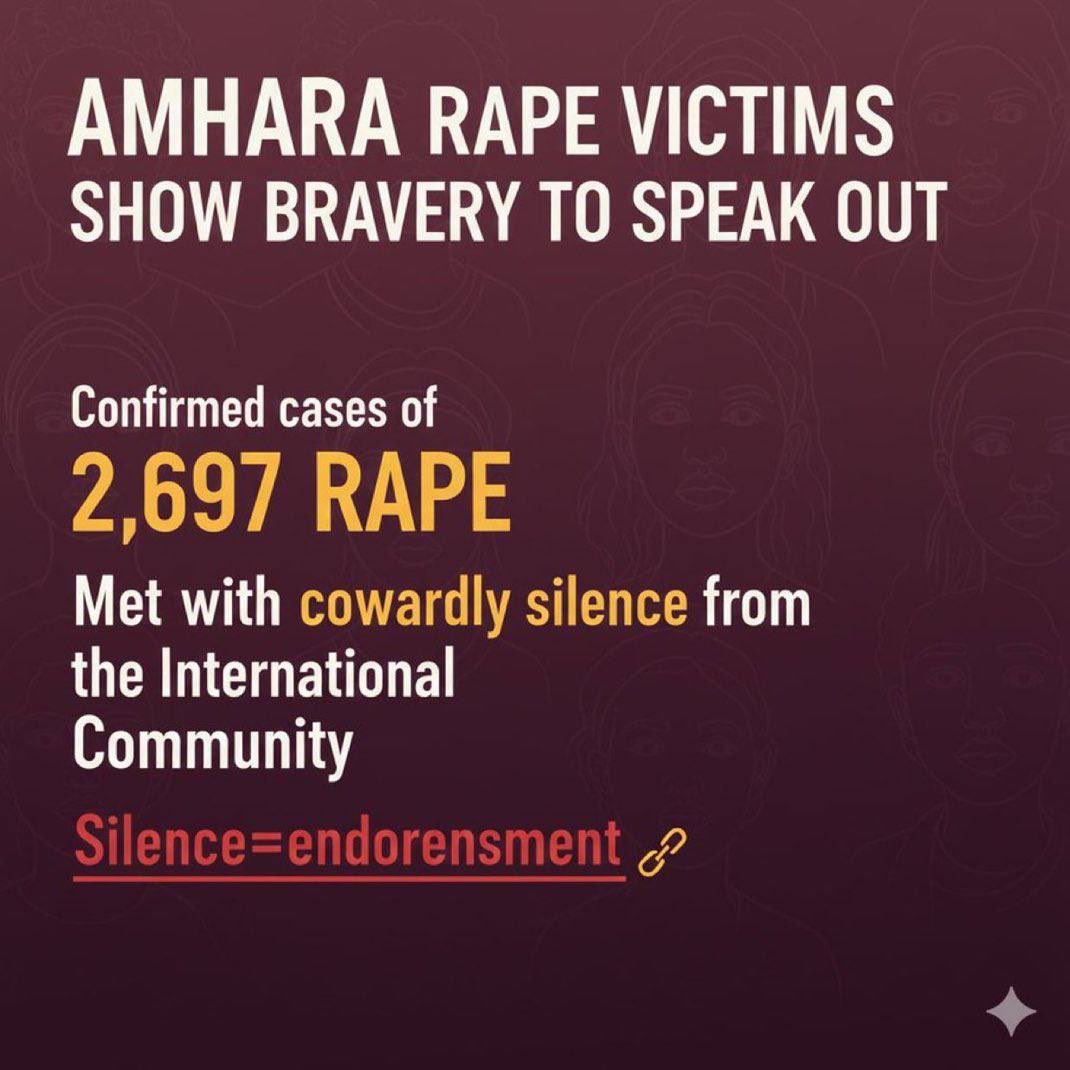 AmharaHQ's tweet image. Recognition, investigation, &amp;amp; accountability are not optional -they are obligations. Solidarity with RAPE victims must not be seasonal, selective, or delayed. Amhara women &amp;amp; girls as young as 8 yrs old suffering continues with your silence #AmharaGenocide bbc.com/news/articles/…