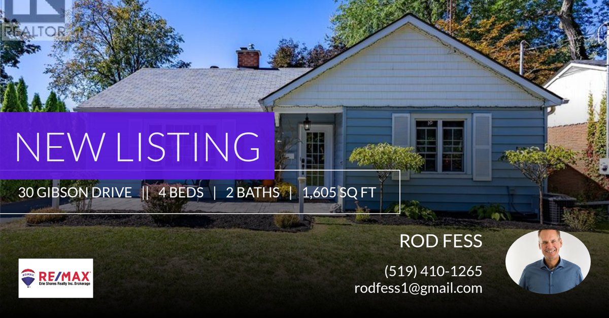 If you're looking for a 4 bedroom home in Simcoe, this new listing could be the one! Click for more pictures and information. Show someone who might be interested or call me at (519) 410-1265!

Rod Fess 
519-410-1265

RE/MAX Erie... homeforsale.at/30_GIBSON_DRIV…