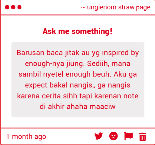 jiungnom's tweet photo. maaff baru liat straw page T_T terima kasih sudah bacaa yaaa!!! also just like the note said, i hope you know you’re loved and you’re not wrong for feeling things. https://t.co/KedGjEGjwo