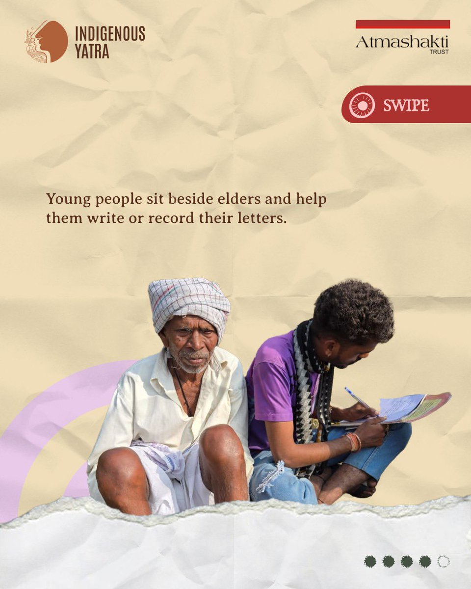 During the Indigenous Yatra #ListeningCampaign, the #WisdomBox is travelling from village to village to collect and document their wisdom. These memories are shared with younger generations in the form of letters, creating a bridge between what was known and what must continue.