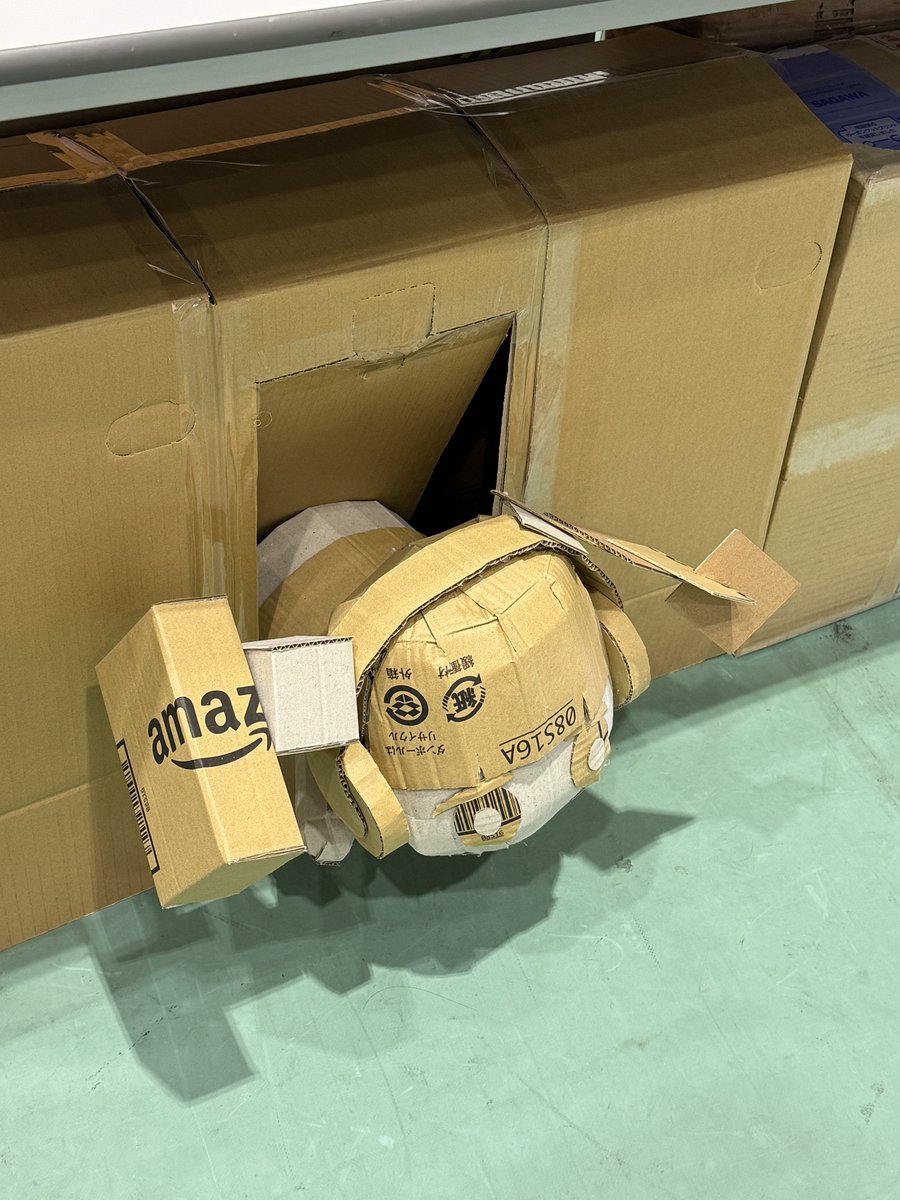 ダンボールちゃん、がんばって耐えててえらい