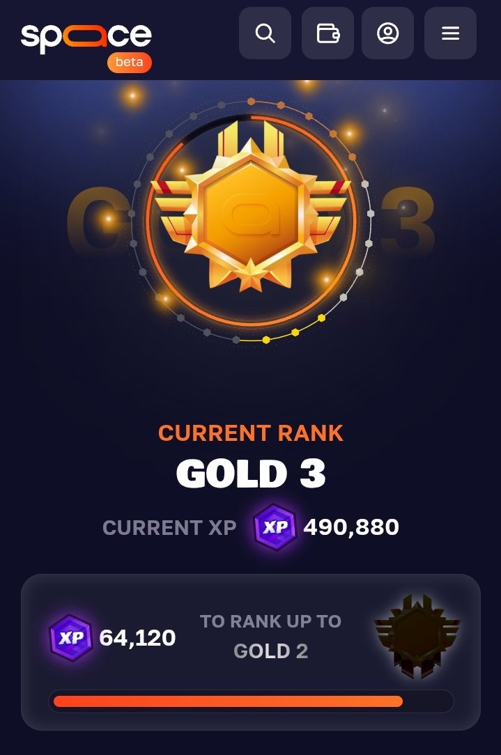 GSpaace CT,

Last night I was super active in <a href="/spaace_io/">Spaace 🟠</a> . In nft place Spaace is the new innovation. 

With excited campaign now Spaace momentum is top level. 

In Spaace there are lots of opportunities to earn XP. My current rank is Gold 3 and I will try it to more higher.