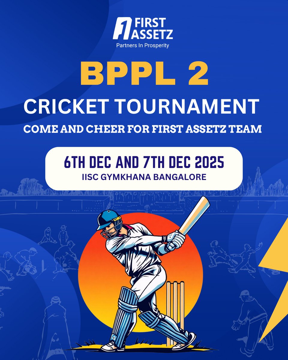NarainKini's tweet photo. 🏏 Match Day for Team First Assetz!
Catch us live from IISc Gymkhana, Bangalore as we battle it out at #BPPL2025 💙
6 Dec: 11 AM | 5 PM | 9 PM
 7 Dec: 9 AM + Semi-Final &amp; Final

🎥 Watch Live:
 https://t.co/xEkceDsVqb
Let’s bring the energy! 🔥
 #Cricket #LiveNow #BangaloreSports https://t.co/8ZkaC3NdhJ