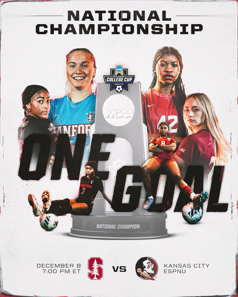 The Championship match is 𝐒𝐄𝐓. 🏆🔜

(1) <a href="/stanfordwsoc/">1</a> 🆚 (3) <a href="/nolesoccer/">J Smith</a> 

➡️ on.ncaa.com/yoielisj
🏆 on.ncaa.com/etf1k3c5
🎟️ on.ncaa.com/womens-college…

#WCollegeCup