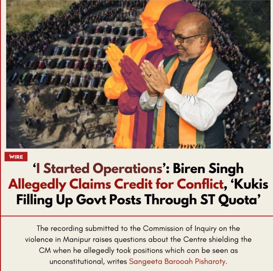 The #KukiCommunity demands urgent action regarding the <a href="/NBirenSingh/">N. Biren Singh</a> audio tape, where he allegedly refers to <a href="/ArambaiTen96606/">Arambai Tengol</a>, Meitei Leepun, Manipur Meitei Militants and Myanmar Meitei Militants as his teammates during the Manipur violence.
This is a serious allegation, and