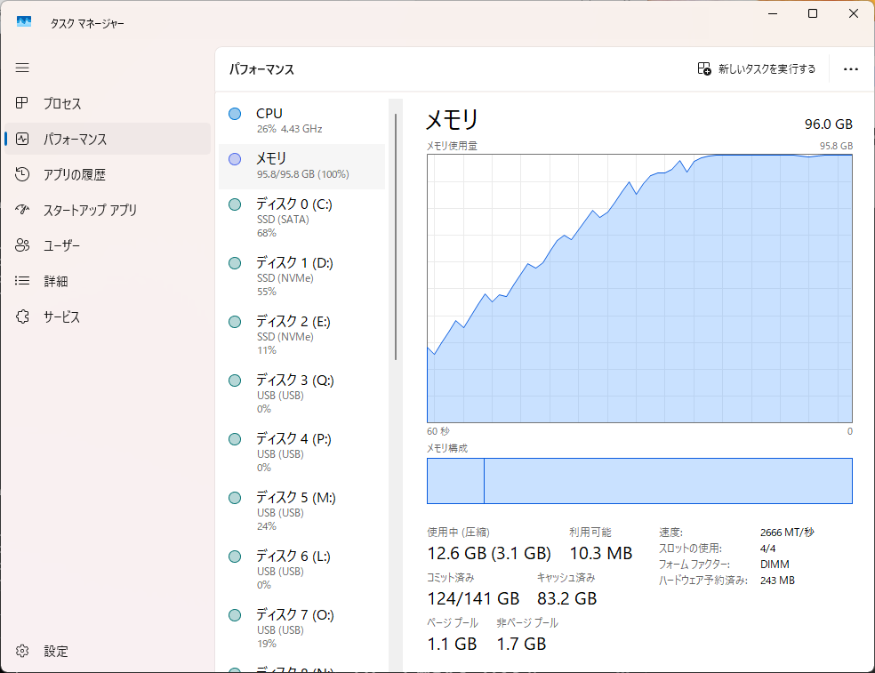全然メモリ足りてなくて草