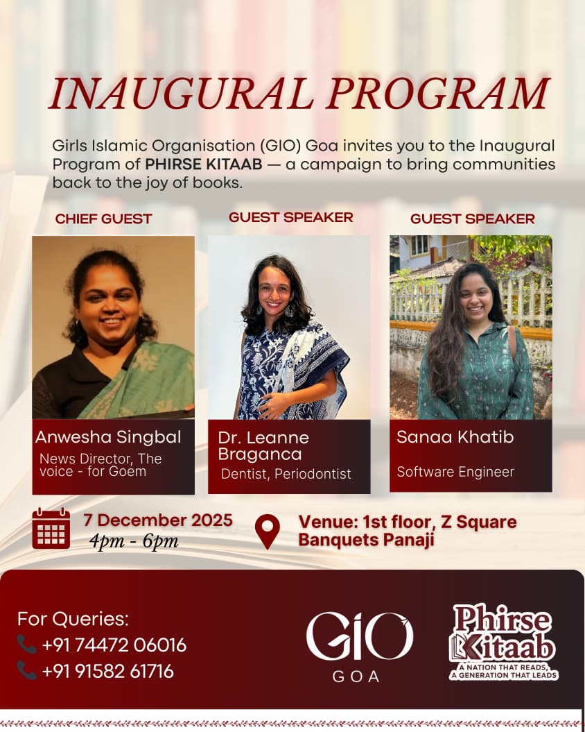 gio_goa's tweet photo. 📚✨ Just one day to go!
Join us tomorrow for the Inaugural Program of PHIRSE KITAAB — a campaign to bring communities back to the joy of books.
#PhirseKitaab #GIOGoa Z square https://t.co/vfYHSDVAfh