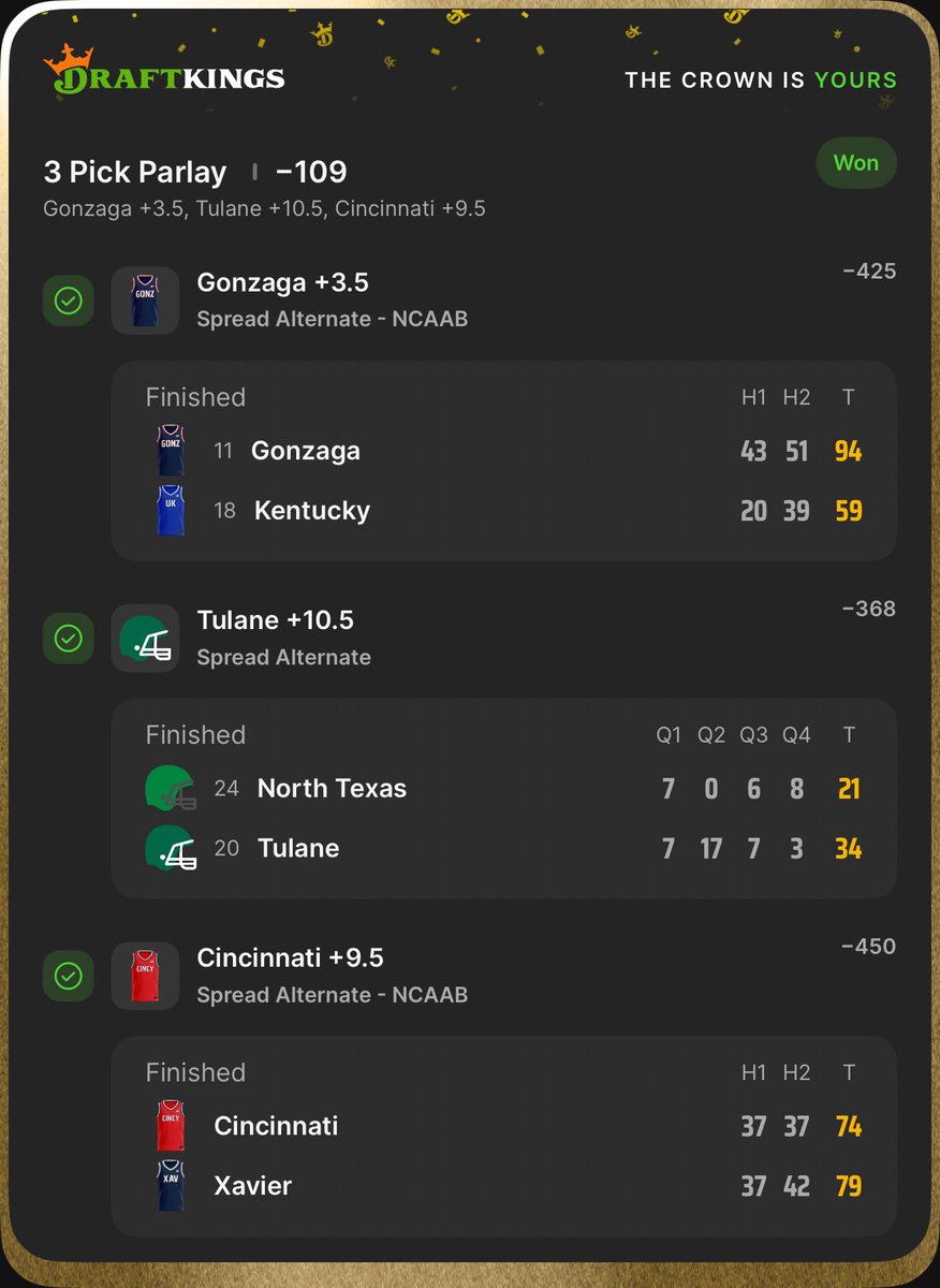 TheSharp_Sharks's tweet photo. BANG 💥— BET 2️⃣ smacked 

We move on to BET 3 🍀🍀

50 likes and I’ll drop it. 🔥👀

#GamblingX #GamblingTwitter #NCAAF #LadderChallenge #Parlay @MassvPicks @SBKBETS https://t.co/WMuOKMAt35