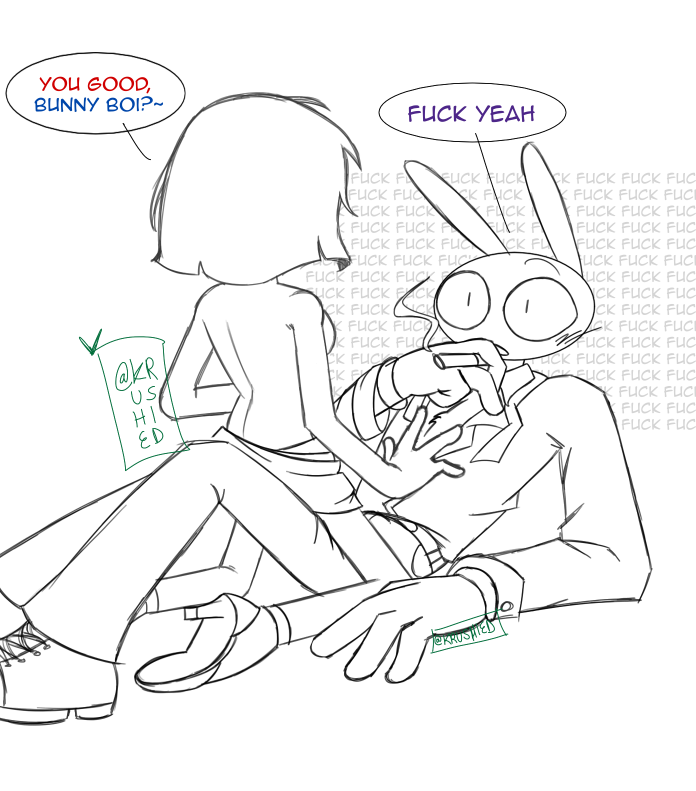 Krushied's tweet photo. SUGGESTIVE/18+ (minors DNI)
Got inspired by @GR7923 's #funnybunny drawing where Pomni's in a tight black dress and she's smoking a cigarette with Jax...
(I have more drawings in progress... 😃) https://t.co/7NyrYAy1hC