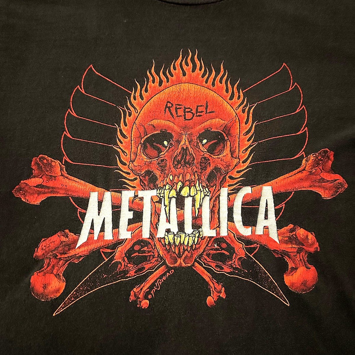 Rebel Pushead Band T-Shirt Giant sz L Vintage 90s Rock Metal - Med