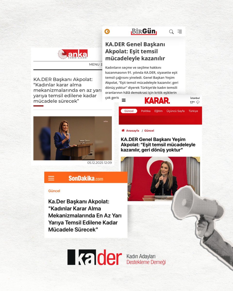 Türkiye’de kadınların seçme ve seçilme hakkı kazanmasının 91. yıl dönümünde, “Eşit temsil mücadeleyle kazanılır; geri dönüş yoktur” başlığıyla yayımladığımız basın bülteninin geniş yankı buldu. 

Cumhuriyetimizin en önemli kazanımlarından biri olan bu hakkın 91. yılında; karar