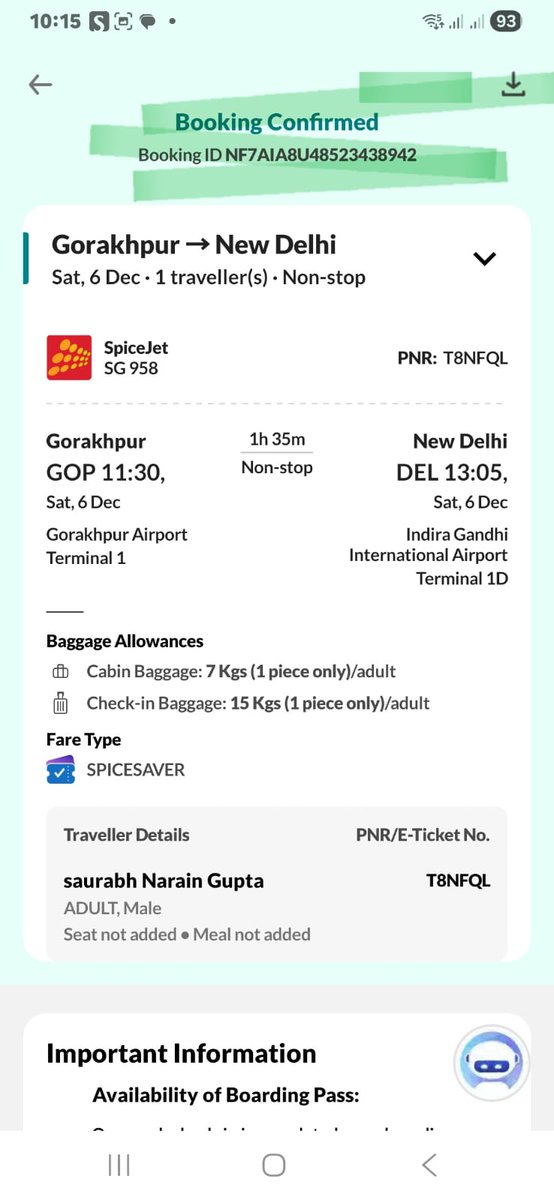 SnGRules's tweet photo. @makemytrip @RamMNK @DGCAIndia 
Malpractice by Mmt. They charged 29k for a Gop to delhi travel date 6th dec

But the booking date was 5th. However on 6th.. the price came down to 15k. Malpractice at its peak. Pls refund my money. https://t.co/Twqiawtqdk