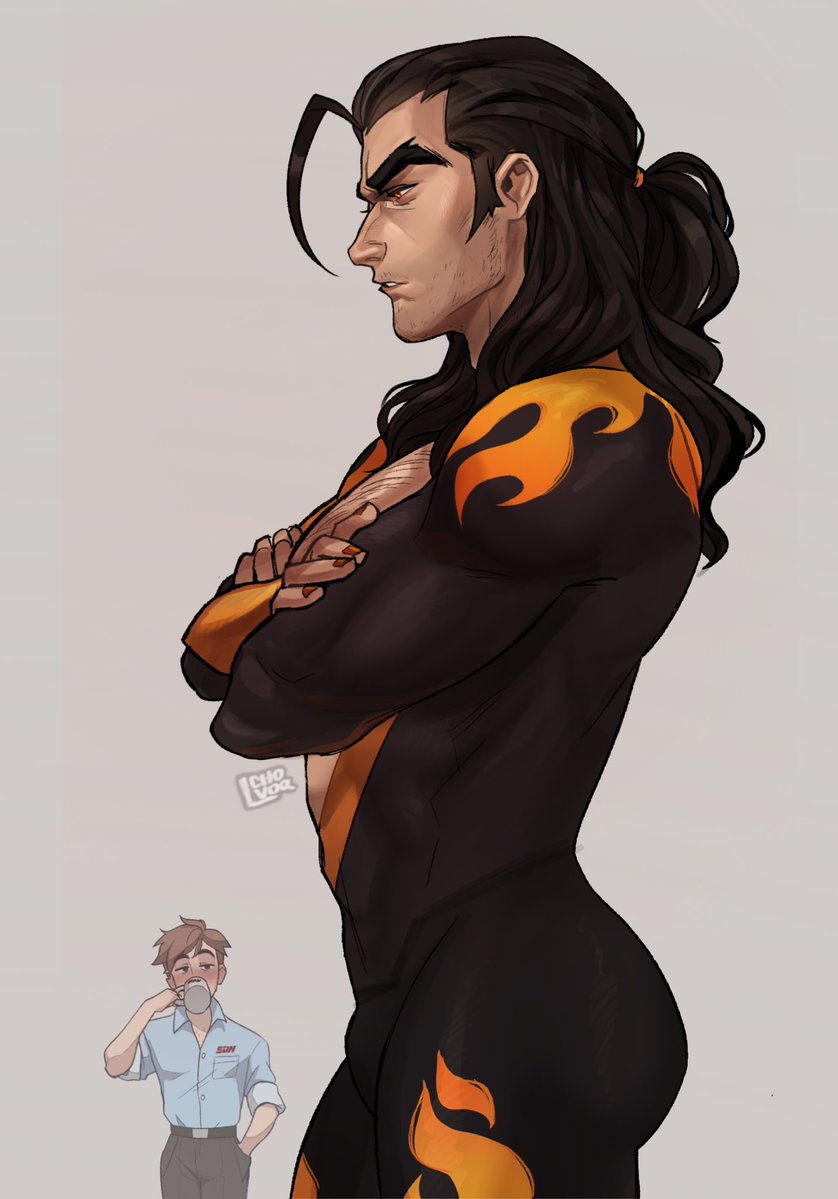 cholvoq's tweet image. More Flambae with his hair half-up/half-down :D
(+ an ogling Robert 😭) #dispatch #flambae #flambert