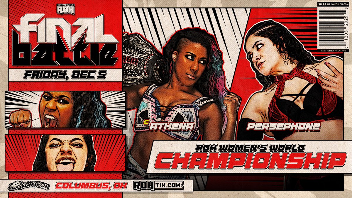 Athena has now won FOUR times at consecutive Final Battle Pay-Per-Views:

2022: Mercedes Martinez
2023: Billie Starkz
2024: Billie Starkz
2025: Persephone

THE FACE OF RING OF HONOR.