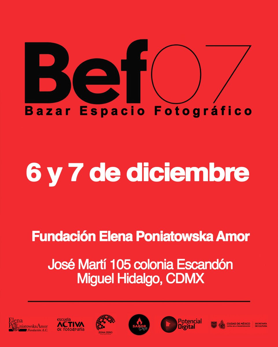 FEPoniatowskaA's tweet photo. ¡Ya abrimos!

El Bazar Espacio Fotográfico te espera sábado y domingo de 10 a 18 horas.
¡Te esperamos!
Entrada libre.
#Cultura #fotografia #imagen #CulturaViva https://t.co/YKsX9aLA3W